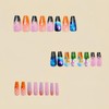 Coffin Press on Nails Medium Length Fake Nails Acrylic Colorful
