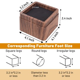 BTSD-home 3 Inch Wood Bed Risers Furniture Risers Bed Frame Lifters in Heights of 3 or 6 Inch Heavy Duty Set of 8 Square