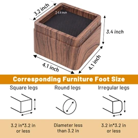 BTSD-home 3 Inch Wood Bed Risers Furniture Risers Bed Frame Lifters in Heights of 3 or 6 Inch Heavy Duty Set of 8 Square
