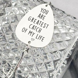 Husband Christmas Birthday Gifts for Boyfriend Fiance Gifts for Him Husband Fishing Stuffs for Fish Lovers Gifts for Men Boyfriend Fishhook You are The Greatest Catch of My Life Fishing Lure Gift