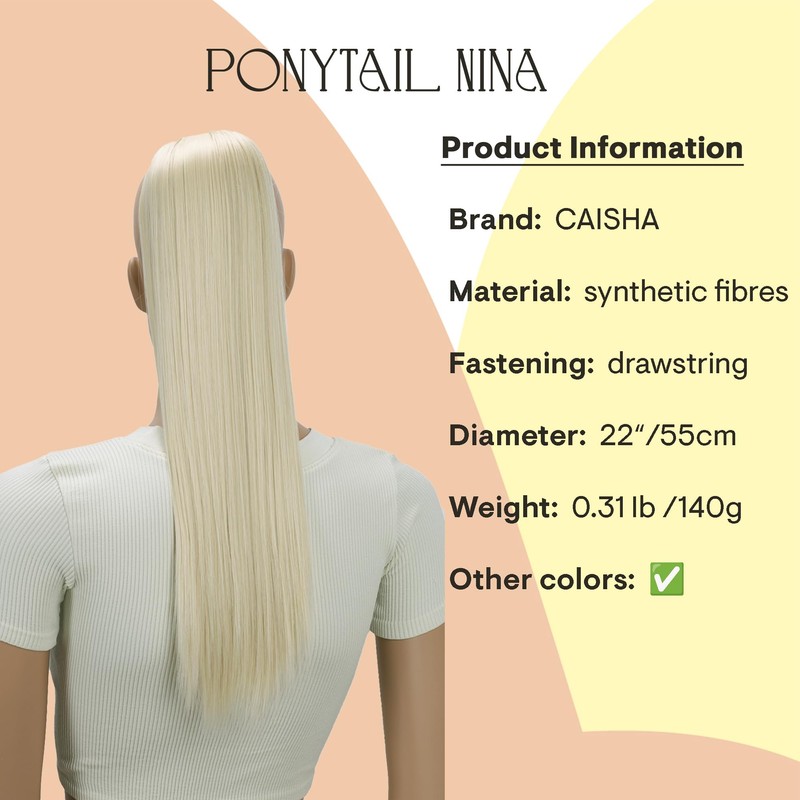 CAISHA 22" Drawstring Ponytail Synthetic Straight Platinum Blonde PH514