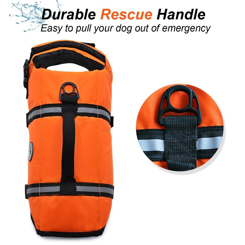 VIVAGLORY Ripstop Dog Life Jacket for Small Medium Large Dogs