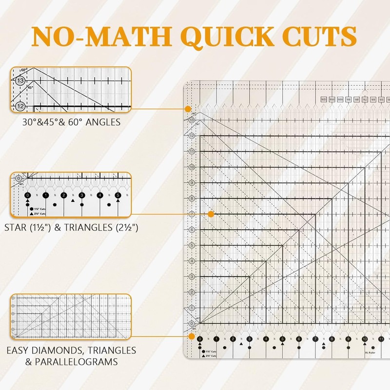 XL Slotted Quilting Ruler for Guide Fabric Cutting, Sewing, Crafting