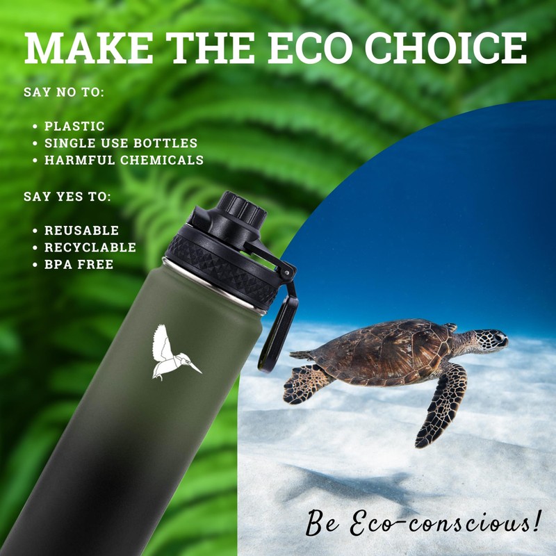 MALACIITE 22 oz Insulated Water Bottle - Stainless Steel Water