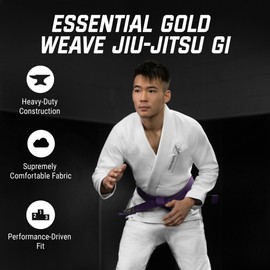 Hayabusa BJJ Gi - Essential Gold Weave Jiu Jitsu Gi for Men and Women, IBJJF Compliant - White, A3