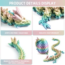 Jemmytu 3D Printed Dragon Egg, Mysterious Crystal Dragon Egg, Fidget Toy, Surprise Easter Eggs, Mythical Dragon Eggs (Rainbow)