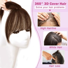 Afrodiva Hair Toppers for Women Real Human Hair Clip in Bangs 360° 3D Cover Crown Wipsy Clip on Bangs for Daily Wear Topper Pieces for Thinning Dark Brown