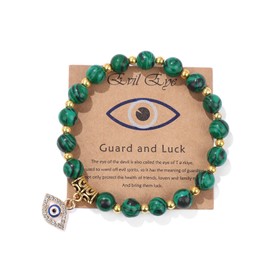 Evil Eye Bracelets for Women Evil Eye Charm Bead Bracelet Protection Kabbalah Amulet Bracelet for Good Luck Healing Natural Stone Bracelet for Girls (A)