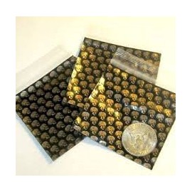 3030 Mini Ziplock Baggies 3"x3" (Black Gold Skull)
