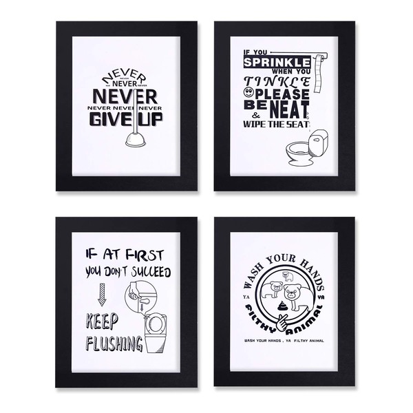 Bathroom Decor Wall Art Prints with Frames;Funny Bathroom Sign 8×10