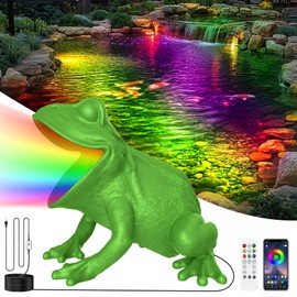 OSREE RGB Pond Light with APP, 6W Frog Fountain Lights with 12V Transformer, IP68 Waterproof Underwater Pond Lights with 32FT Cables for Ponds Waterfall Fountain Gardens Yard, 1 SpotLights