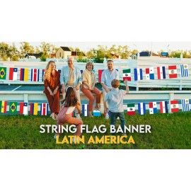 G128 Latin America 20 Country Printed Bunting Banner Flag 12x18 In, Full String 30 Ft