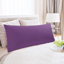 PiccoCasa 100% Egyptian Cotton Pillowcase Body Pillow Cover, 300 Thread Count Soft and Breathable, No Wrinkle, No-Fade, with Zippered Closure Pillowcases Covers Purple 20" W x 54" L