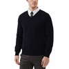 Kallspin Men's V-Neck Long Sleeve Jumper Pure Cotton Lightweight Pullover