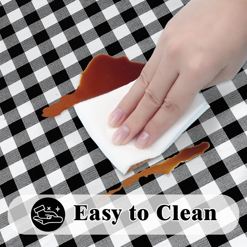 Dremisland Waterproof Rectangular TableCloth Elastic Edged Fitted Vinyl Black White