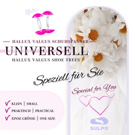 SULPO Hallux Valgus Mini Shoe Stretcher for Men and Women, Ideal for Stilettos, Ballerinas, Moccasins, Kink Protection Shoes, Shoe Width for Adjustable Width, Shoe Stretcher, 1 Pair, pink