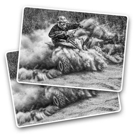 2 x 7.5cm Rectangle Stickers - Quad Bike ATV 4x4 Dirt Biker Sports Decals 43417