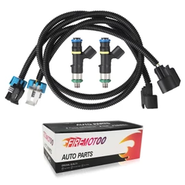 FIREMOTOO Pack of 2 Fuel Injectors & Harness Compatible with Polaris Ranger 800 11-17 for RZR 800 11-14 for Ranger Crew 800 11-13 for Ranger XP 800 12-13 Replace 0280158197 1204318 1204319 4 Holes