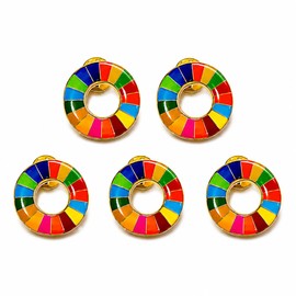 【UN Headquarters Official Latest Specification/Invoice System Compliant】SDGs Badge 20mm (Small) Gold Round Finish SDGs Batch Pin Badge SDGs Hat Bag Perfect Cute with Clasp, Magnet
