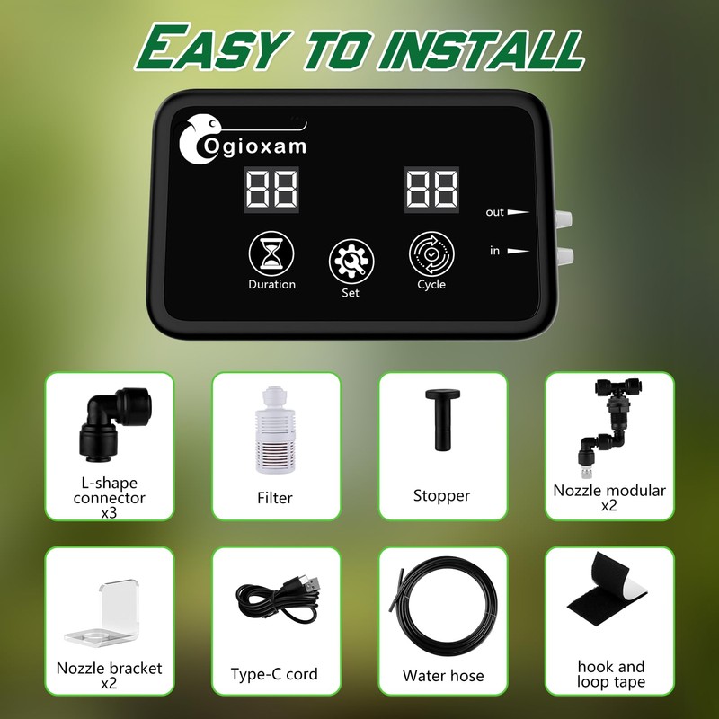 Ogioxam Automatic Reptile Mister System, Reptile Humidifiers Smart Misting System,