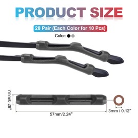 PATIKIL Glasses Temple End Tips 20 Pair Eyeglass Arms Legs Ear Sock Anti Slip Tube Sleeve Sunglasses Replacement for Men Women, Black/Grey