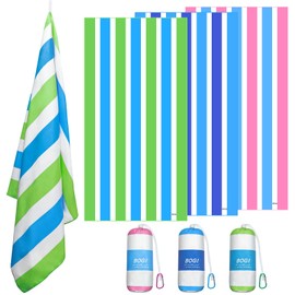 BOGI Microfiber Large Beach Towel for Adult,Quick Dry Lightweight Beach Towel- Recycled,Sand Proof & Compact Absorbent for Travel Bath Swim Yoga (XL:200cm*90cm+40cm*40cm-Green blue)