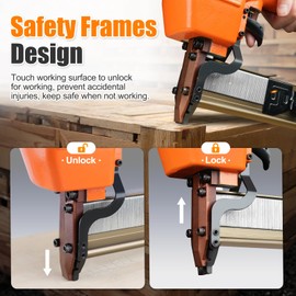 KAMSIN N851 16 Gauge Pneumatic Construction Stapler 7/16-Inch Medium Crown Upholstery Stapler with Safety Frame, Accepts 1" to 2" Length Staples, Heavy Wire Stapler for Furniture Making, Subflooring