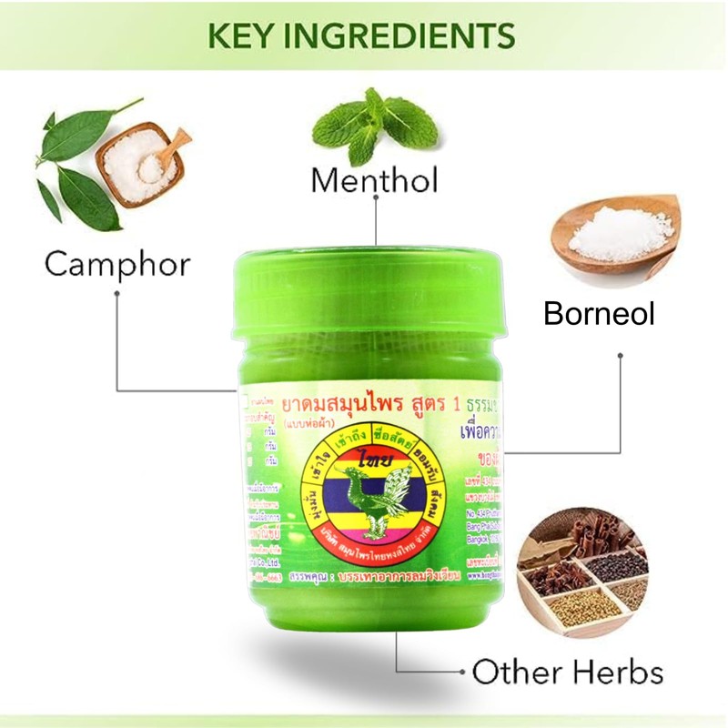 HONG THAI New Herbal Inhaler Cotton Oil Green Pack of