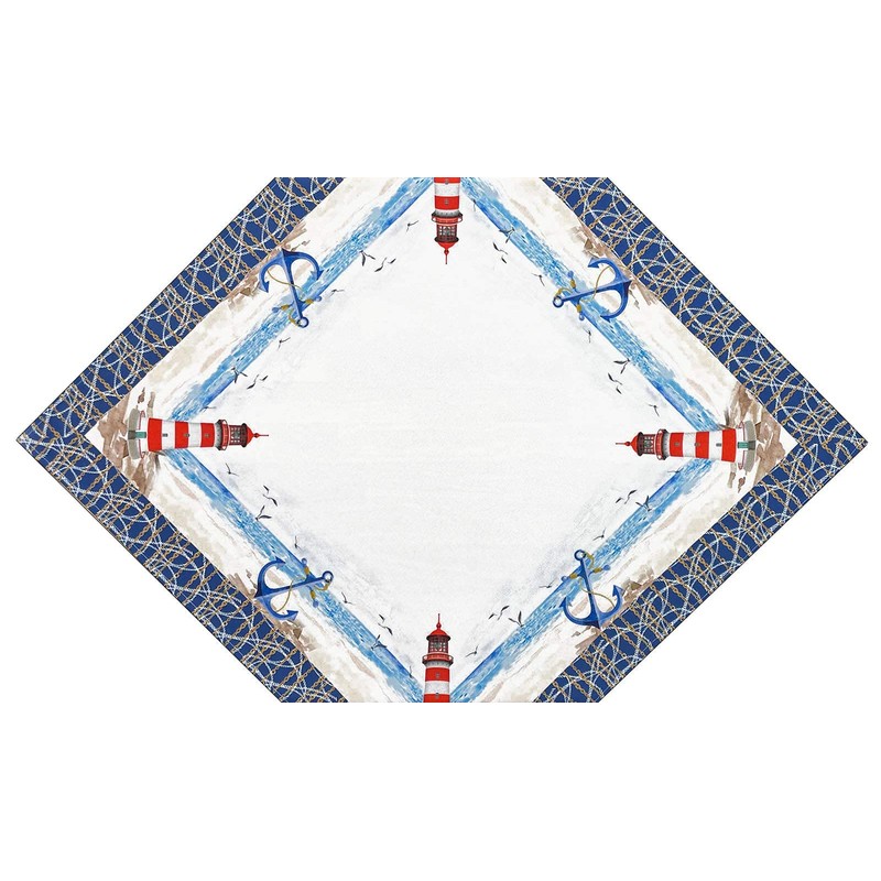 Lighthouse Table Cloth 75 x 75 cm Easy-Care Tablecloth for