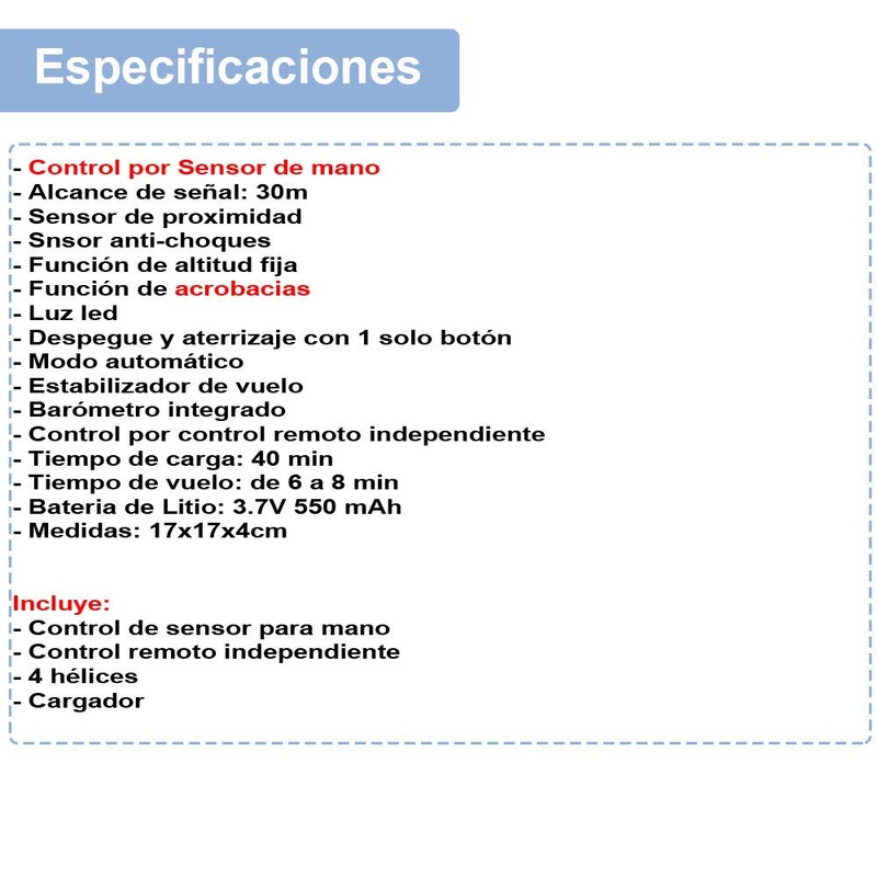 VAK Drone 1841 Control por Mano Elude OBSTACULOS Acrobacias