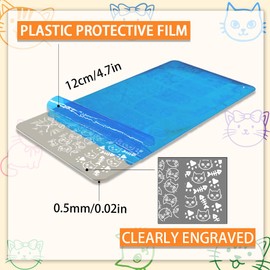 PH PandaHall 3pcs Cute Cat Nail Stamping Plates, Lovely Cat Nail Art Schablonen Tierische Katzenpfote Fischgräten-Nagelschablonen Edelstahl-Nagelbildplatten für Frauen Nageldesign Druck Maniküre Salon