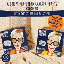 The Matzo Project Crispy Matzoh Flats, Everything and Salted Flatbread Crackers, Vegan, Nut Free, 2-Pack, 5.5 oz. Each, Kosher but NOT Kosher for Passover