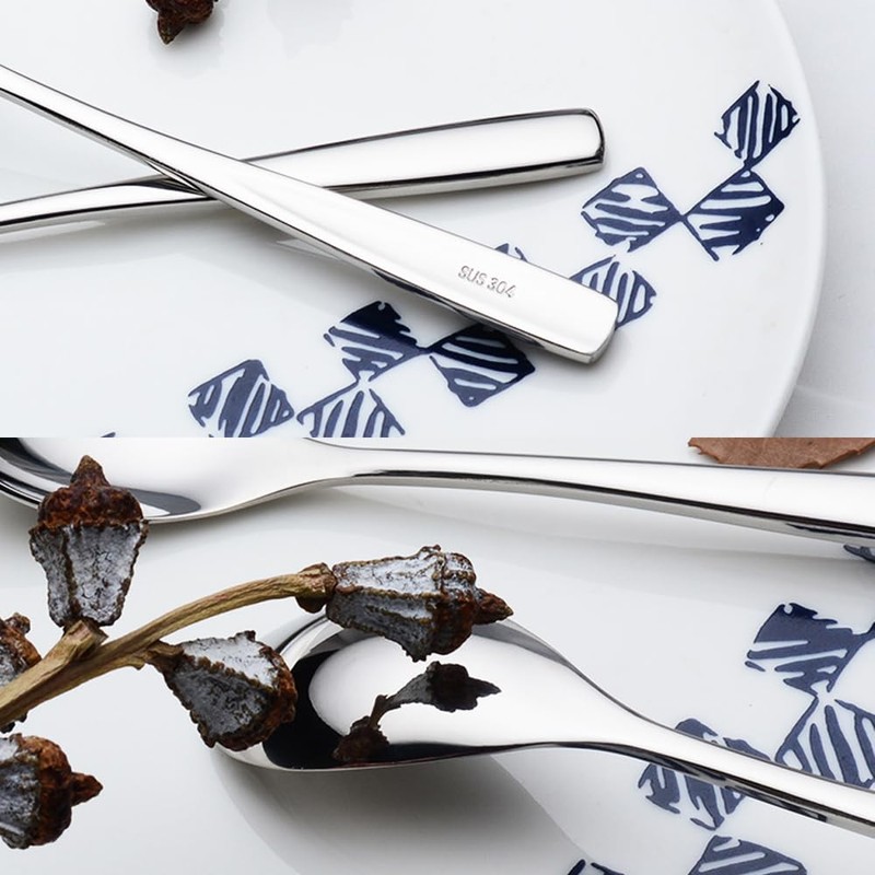Wenkoni 6.1"Small Dessert Spoons, Yogurt,Coffee,Espresso,Ice Cream Spoons SUS 304 Stainless