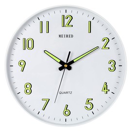 MEIRED Night Light Wall Clock 12 Inch Silent Non Ticking Battery Operated Wall Clocks Glow in The Dark, Lighted Up Wall Clock for Bedroom Living Room/Kitchen, White