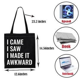 PWHAOO Introvert Tote Bag I Came I Saw I Made It Awkward Tote Bag Socially Awkward Tote Bag Social Anxiety Gift, Made It Awkward Tote