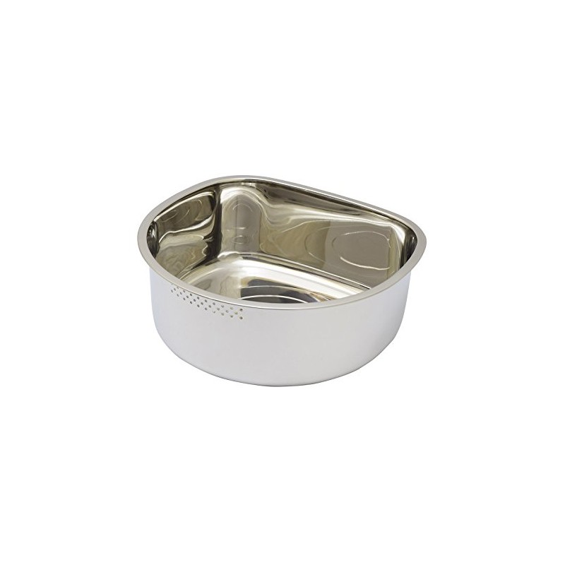 Takagi Stainless Steel D-Shaped Washtub with Rubber Drain Hole, Silver