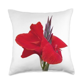 Gorgeous Crimson Red Canna Lily Tropical Flower Shapes Mania Throw Pillow