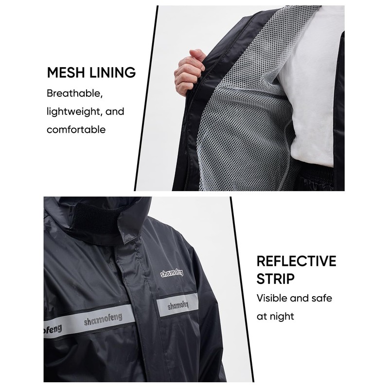 Men's Waterproof Rain Suit,Windproof All-Weather Jacket & Pants Set for