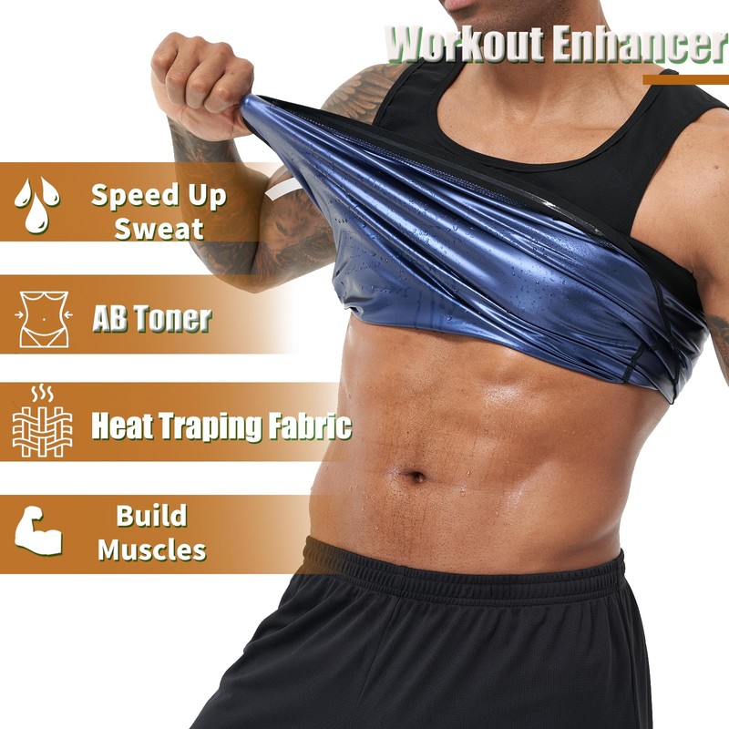 BODYSUNER Sauna Suit Sweat Vest Workout Tank Top for Men