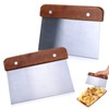 Bench Scraper for Baking, 2PCS Dough Scrapers Wooden Handle Dough