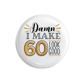 60th Birthday Gifts for Women Men, Funny 60th Birthday Pins Gift Ideas for Mom Dad, Happy Birthday Button Badge Gifts for 60 Year Old Woman Man, 60 Years Old Birthday Party Supplies Party Favors