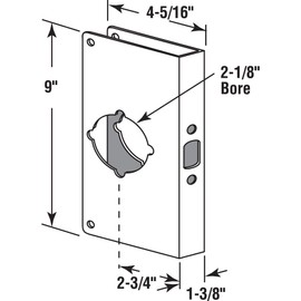 Defender Security U 9549 Door Reinforcer 1-3/8-Inch Thick by 2-3/4-Inch Backset 2-1/8-Inch Bore, Brass, Non-Recessed