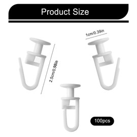 Dstarymnix Curtain gliders, curtain hooks, curtain rolls, 11 mm head, curtain hooks, folding hooks, clip hooks, plastic white for curtain rails, curtain rails, pack of 100