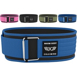 WARM BODY COLD MIND 4" Self Locking Weight Lifting Belt - Approved for Olympic Weightlifting, Waist/Back Support for Men Women, Powerlifting Gym Deadlift Bodybuilding Crossfit Training Squat
