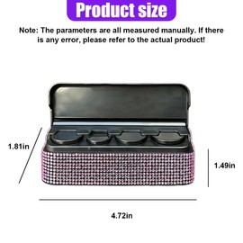 Bling Coin Holder for Car, Crystal Rhinestone Car Change Holder with 4 Compartments, Portable Coin Sorter Storage Box, Universal Money Dispenser Accessories for Most Cars (Pink)
