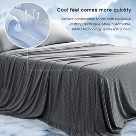 Sonive Cooling Blanket - Summer Cooling Comforter for Hot Sleepers, Soft Lightweight Reversible Blanket, Breathable Cooling Throw, All-Season Blanket, Dark Grey, King Size(90" x 108")