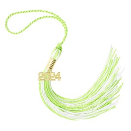2024 Lime/White Graduation Tassel - Every School Color Available -Made in USA