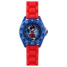 Children's Analogue Wrist Watch - Blue with Red Strap, Blue with Red Strap, Strap