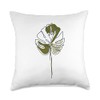 Monstera Leaf Monstera Deliciosa Cheese Plant Line Art Throw Pillow
