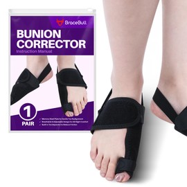 BraceBull Bunion Corrector for Women & Men (1 Pair), Big Toe Straightener with Memory Steel Plate, Night Bunion Splint & Toe Separator, Adjustable Foot Brace for Sleeping, Comfortable Big Toes Support